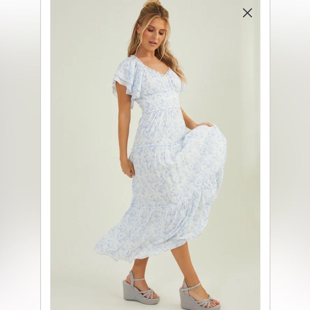 Altar'd State Light Blue Floral Maxi Dress - Picture 2 of 6